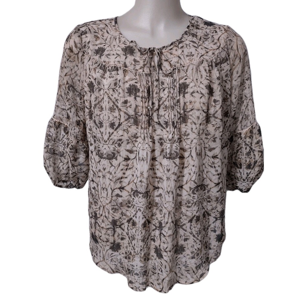 Women's St Johns Bay Lined Top Blouse Size 1X Keyhole neck 3/4 flare Cuff Sleeve